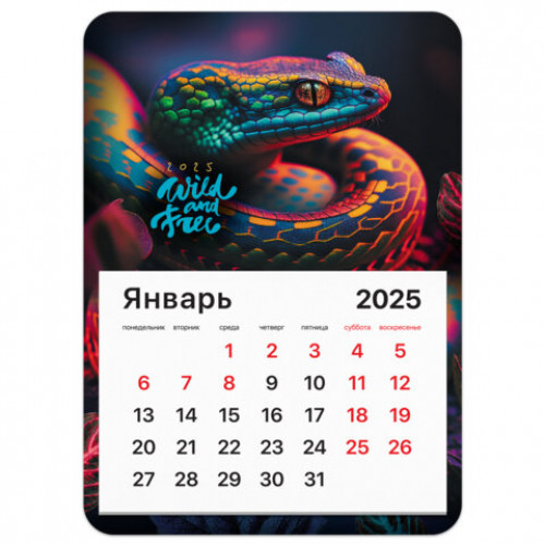 Календарь отрывной на магните на 2025 г., BRAUBERG, 130х180 мм, склейка, Символ года, 116279