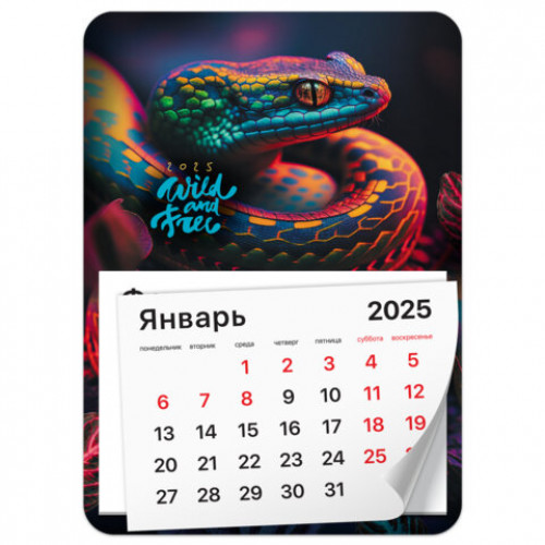 Календарь отрывной на магните на 2025 г., BRAUBERG, 130х180 мм, склейка, Символ года, 116279