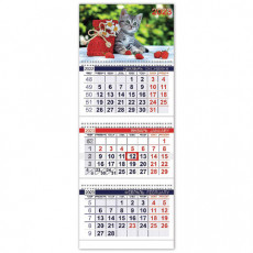 Календарь квартальный с бегунком 2023 г., 3 блока, 3 гребня, ОФИС, Котенок, HATBER, 3Кв3гр3_11865