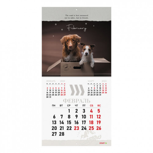 Календарь настенный перекидной 2023 г., 12 листов, 29х29 см, DOGS, STAFF, 114278