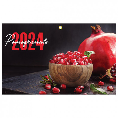 Календарь квартальный на 2024г, 3 блока 3 гребня с бегунком, офсет, Pomegranate, BRAUBERG, 115278