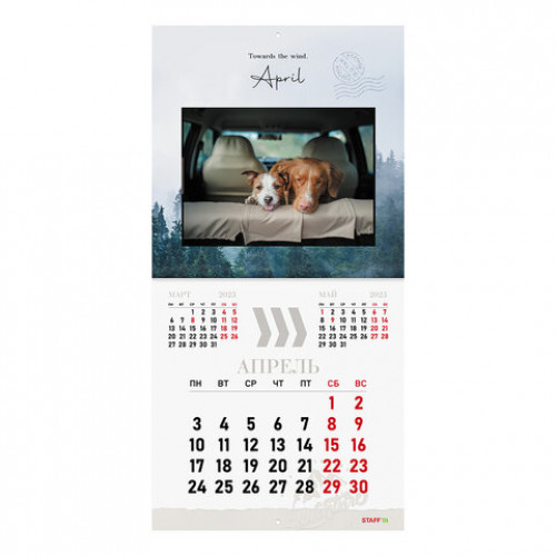 Календарь настенный перекидной 2023 г., 12 листов, 29х29 см, DOGS, STAFF, 114278