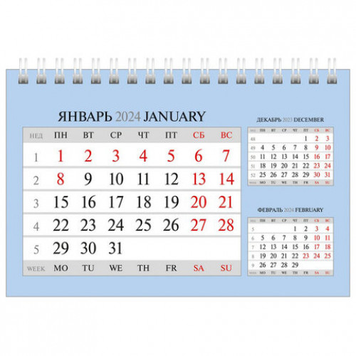Календарь-домик настольный на гребне на 2024 г., 160х105 мм, Деловой, HATBER, 12КД6гр_29187