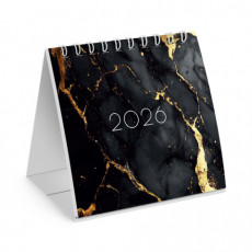 Календарь-домик настольный на гребне, 2026 г., BRAUBERG, 101х101 мм, Black marble, 117279