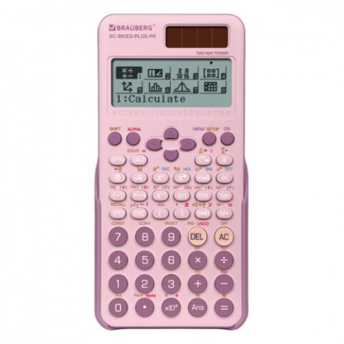 Калькулятор инженерный BRAUBERG SC-991ES-PLUS-PK (164х80мм) 552 функ 10+2разр., РОЗОВЫЙ, 272654
