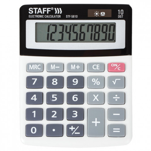 Калькулятор настольный STAFF STF-5810, КОМПАКТНЫЙ (134х107 мм), 10 разрядов, двойное питание, 250287