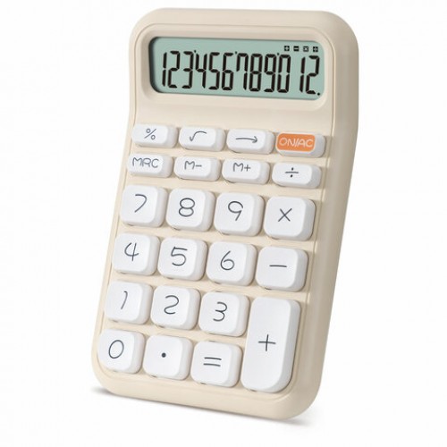 Калькулятор настольный BRAUBERG KW-500-BG (93x148 мм), 3D кнопки, 12 разрядов, бежевый, 272955