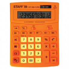Калькулятор настольный STAFF STF-888-12-RG (200х150 мм) 12 разрядов, двойное питание, ОРАНЖЕВЫЙ, 250453