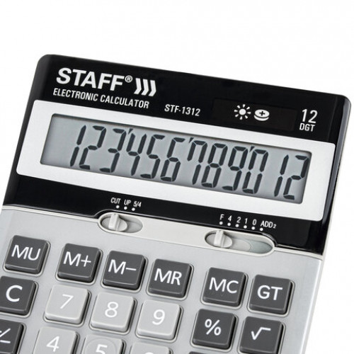 Калькулятор настольный металлический STAFF STF-1312 (170х125 мм), 12 разрядов, двойное питание, 250119
