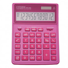 Калькулятор настольный CITIZEN SDC-444PKE (204х155 мм), 12 разрядов, двойное питание, РОЗОВЫЙ