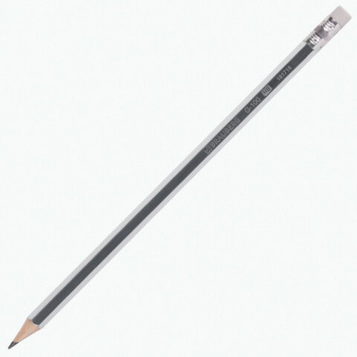 Набор карандашей чернографитных BRAUBERG G-100 12 шт., HB, с ластиком, корпус ассорти, 181716