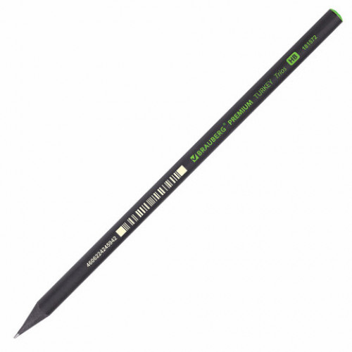 Карандаш чернографитный BRAUBERG PREMIUM TURKEY, 1 шт., Trios, НВ, ассорти, дисплей, 181572