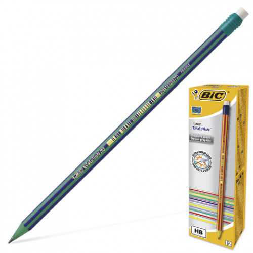 Карандаш чернографитный BIC, 1 шт., Evolution, HB, с резинкой, пластиковый, корпус ассорти, заточенный, 8960342