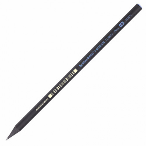 Карандаш чернографитный BRAUBERG PREMIUM TURKEY, 1 шт., Trios, НВ, ассорти, дисплей, 181572