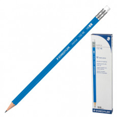 Карандаш чернографитный STAEDTLER (Германия), 1 шт., Norica, HB, с ластиком, корпус синий, заточенный, 132 46-HB 10TH