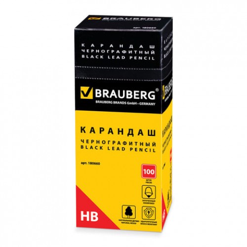 Карандаш чернографитный BRAUBERG, 1 шт., Attitude, НВ, без резинки, корпус ассорти, заточенный, 180660