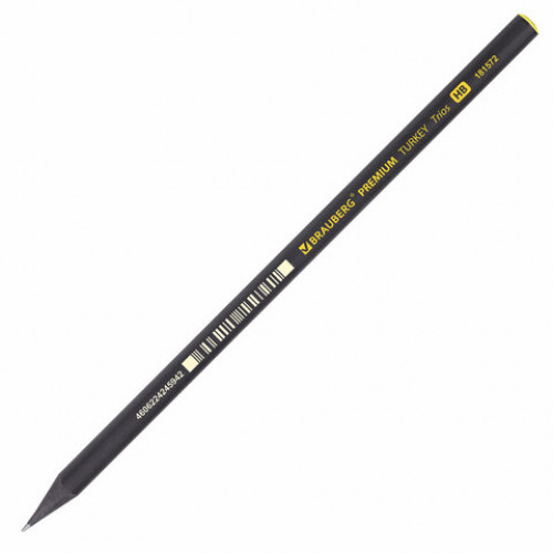 Карандаш чернографитный BRAUBERG PREMIUM TURKEY, 1 шт., Trios, НВ, ассорти, дисплей, 181572
