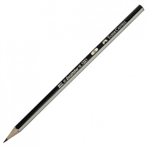 Карандаш чернографитный FABER-CASTELL, 1 шт., 1221, H, без резинки, корпус черный, 112511
