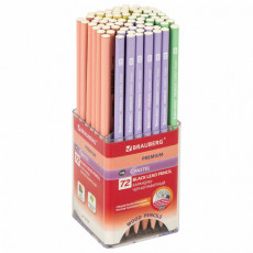 Карандаш чернографитный BRAUBERG PREMIUM TURKEY, 1 шт., Pastel, НВ, ассорти, дисплей