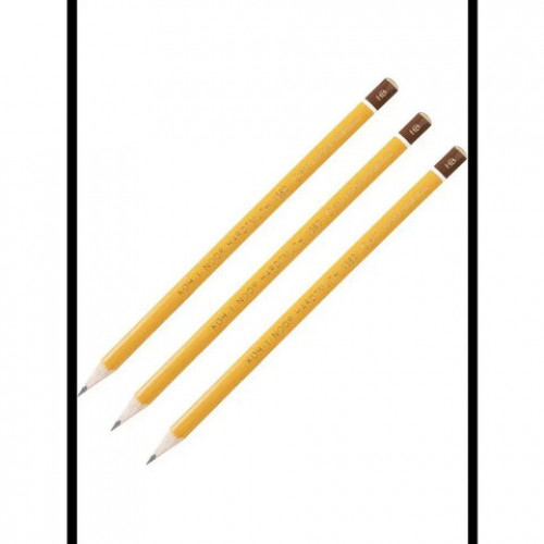 Карандаши чернографитные KOH-I-NOOR 1580, НАБОР 3шт., HB, без резинки, заточенные, блистер, 15800HB001BL