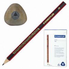 Карандаш чернографитный утолщенный STAEDTLER (Германия), 1 шт., 2B, трехгранный, без резинки, грифель 3 мм, заточенный, 1285-1 Карандаш чернографитный утолщенный STAEDTLER (Германия), 1 шт., 2B, трехгранный, без резинки, грифель 3 мм, заточенный, 1285-1