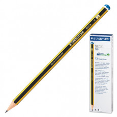 Карандаш чернографитный STAEDTLER (Германия), 1 шт., Noris, H, без резинки, корпус черно-желтый, заточенный, 120-3
