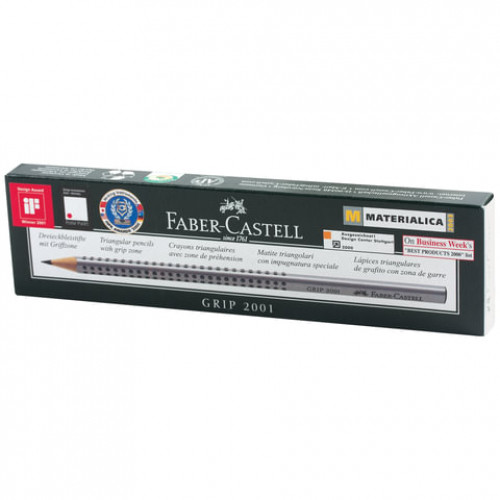 Карандаш чернографитный FABER-CASTELL, 1 шт., Grip 2001, Н, трехгранный, без резинки, 117011