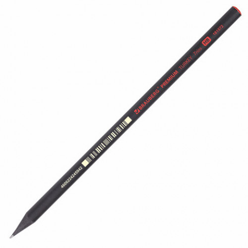 Карандаш чернографитный BRAUBERG PREMIUM TURKEY, 1 шт., Trios, НВ, ассорти, дисплей, 181572