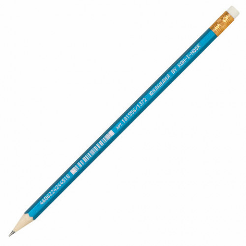 Карандаш чернографитный ЮНЛАНДИЯ (KOH-I-NOOR EXCLUSIVE), 1 шт., НВ, с ластиком, 181556, 1372002013KS