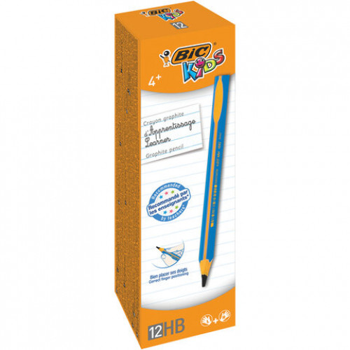 Карандаш чернографитный утолщенный BIC, 1 шт., Kids Evolution, HB, трехгранный, корпус синий с желтым, заточенный, 919262