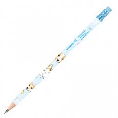 Карандаш чернографитный ЮНЛАНДИЯ КОРГИ, 1 шт, HB, с ластиком, корпус ассорти, 182009