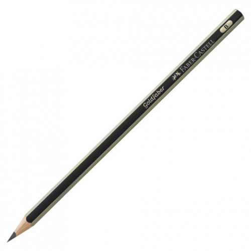 Карандаш чернографитный FABER-CASTELL, 1 шт., 1221, B, без резинки, корпус черный, 112501