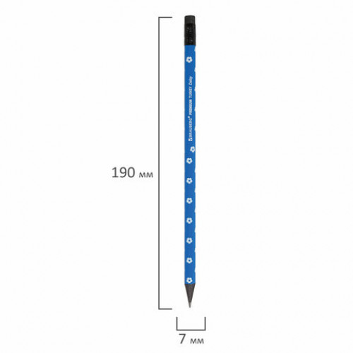 Карандаш чернографитный BRAUBERG PREMIUM TURKEY, 1 шт., Daisy, НВ, ассорти, дисплей, 181567