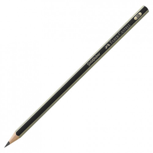 Карандаш чернографитный FABER-CASTELL, 1 шт., 1221, 2B, без резинки, корпус черный, 112502