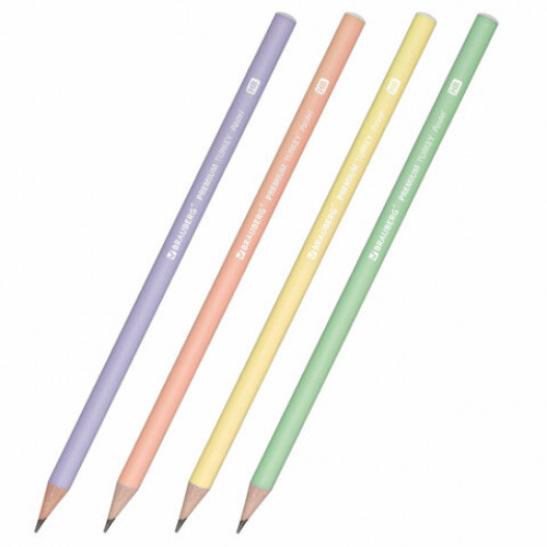 Карандаш чернографитный BRAUBERG PREMIUM TURKEY, 1 шт., Pastel, НВ, ассорти, дисплей