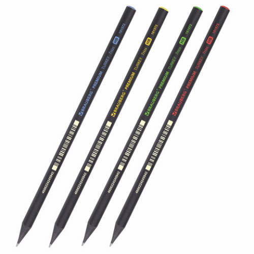 Карандаш чернографитный BRAUBERG PREMIUM TURKEY, 1 шт., Trios, НВ, ассорти, дисплей, 181572