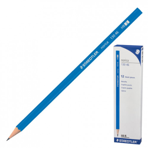 Карандаш чернографитный STAEDTLER (Германия), 1 шт., Norica, HB, без резинки, корпус синий, заточенный, 130 46-HB 10TH