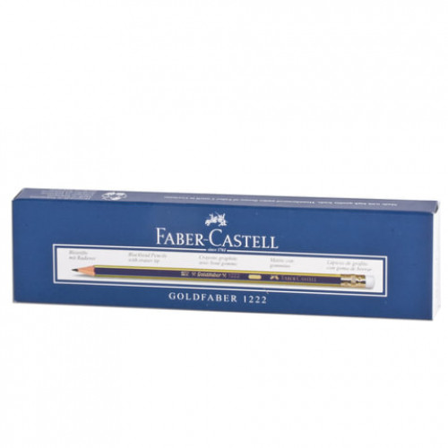 Карандаш чернографитный FABER-CASTELL, 1 шт., 1222, HB, с резинкой, корпус черный, 116800
