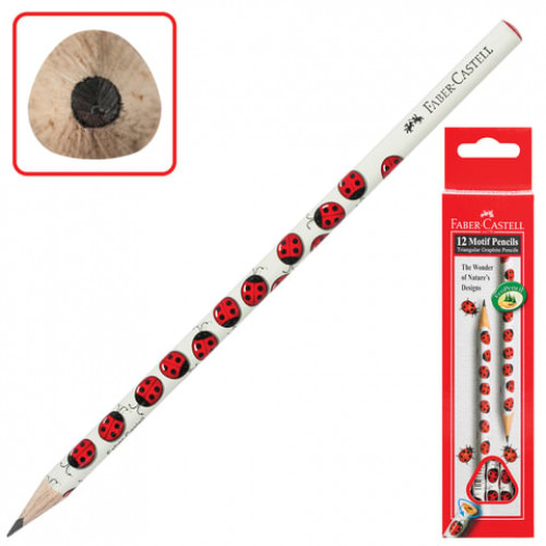 Карандаш чернографитный FABER-CASTELL, 1 шт., Triangular Ladybird, B, трехгранный, 118367