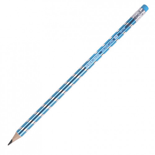 Карандаш чернографитный BRAUBERG SILVER LINE, 1 шт., HB, с ластиком, корпус ассорти, 181749