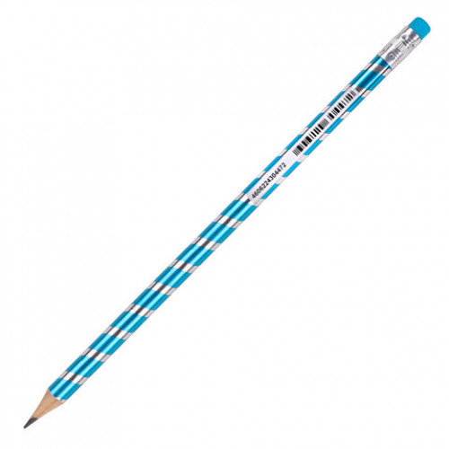 Карандаш чернографитный BRAUBERG SILVER LINE, 1 шт., HB, с ластиком, корпус ассорти, 181749