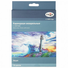 Карандаши акварельные ГАММА Лицей, 18 цветов, заточенные, шестигранные, кисть, картонная упаковка, 221118_03 Карандаши акварельные ГАММА Лицей, 18 цветов, заточенные, шестигранные, кисть, картонная упаковка, 221118_03