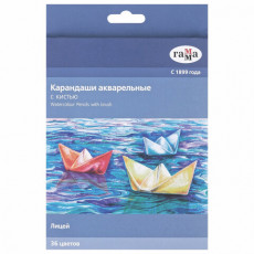 Карандаши акварельные ГАММА Лицей, 36 цветов, заточенные, шестигранные, кисть, картонная упаковка, 221118_05 Карандаши акварельные ГАММА Лицей, 36 цветов, заточенные, шестигранные, кисть, картонная упаковка, 221118_05