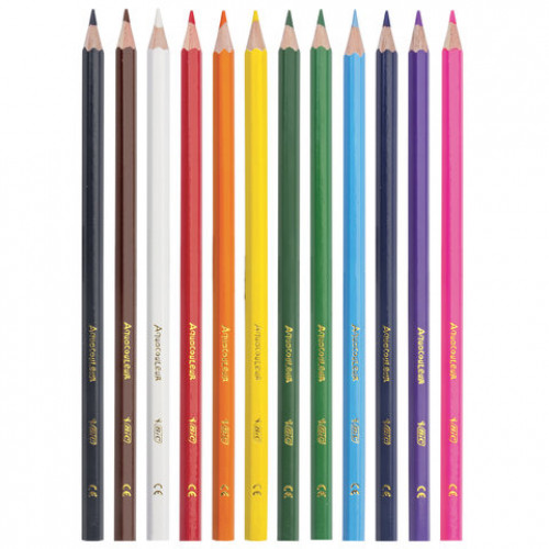 Карандаши цветные акварельные BIC Aquacouleur, 12 цветов, заточенные, европодвес, 8575613
