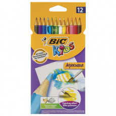 Карандаши цветные акварельные BIC Aquacouleur, 12 цветов, заточенные, европодвес, 8575613