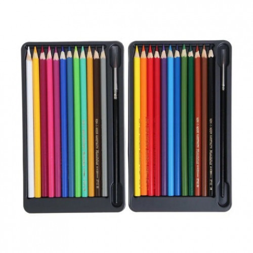 Карандаши цветные акварельные художественные KOH-I-NOOR Mondeluz, 24цв., кисть, точилка, европодвес 3711/24, 3711024003KZ