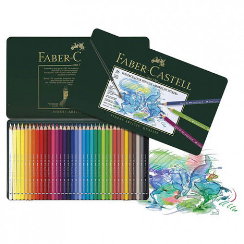Карандаши цветные акварельные художественные FABER-CASTELL Albrecht Durer, 36 цветов, металлическая коробка, 117536