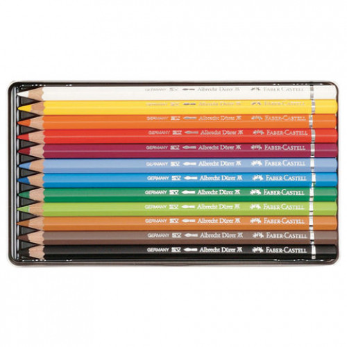 Карандаши цветные акварельные художественные FABER-CASTELL Albrecht Durer, 12 цветов, металлическая коробка, 117512