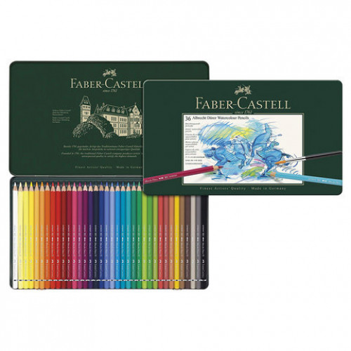 Карандаши цветные акварельные художественные FABER-CASTELL Albrecht Durer, 36 цветов, металлическая коробка, 117536