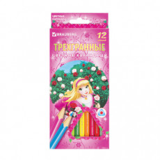 Карандаши цветные BRAUBERG Rose Angel, 12 цветов, трехгранные, заточенные, картонная упаковка, 180594 Карандаши цветные BRAUBERG Rose Angel, 12 цветов, трехгранные, заточенные, картонная упаковка, 180594